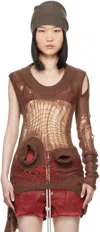 Rick Owens Brown Porterville Spider Banana Sweater In 74 Saddle