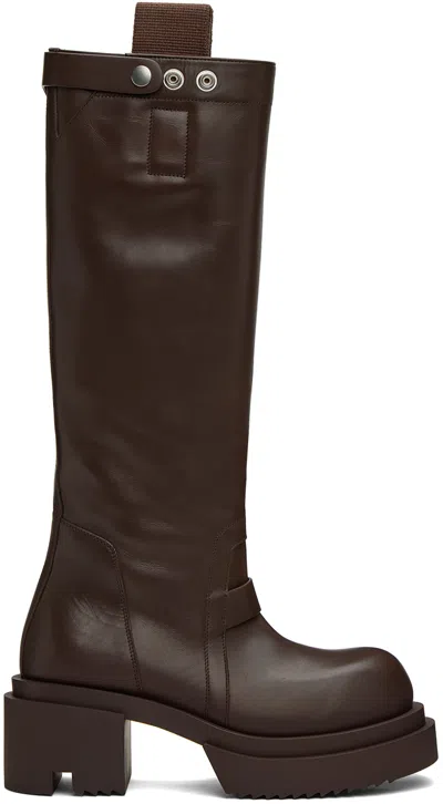 Rick Owens Brown Pull On Bogun Boots In 04 Brown