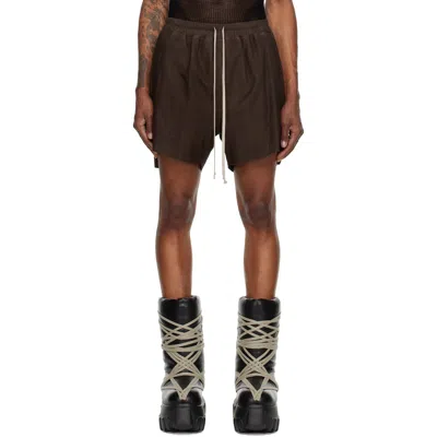 Rick Owens Brown Rick S Boxers Leather Shorts In 84 Grease