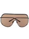 Rick Owens Brown Shield Oversized Sunglasses In Brown