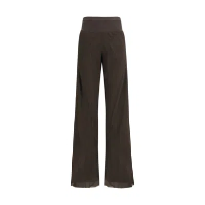 Rick Owens Brown Silk Casual Pants In Black