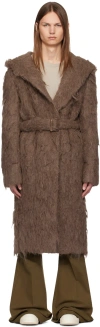 Rick Owens Brown Slim Hoodie Coat In 134 Fawn