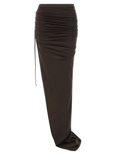 Rick Owens Brown Soft Edfu Skirt