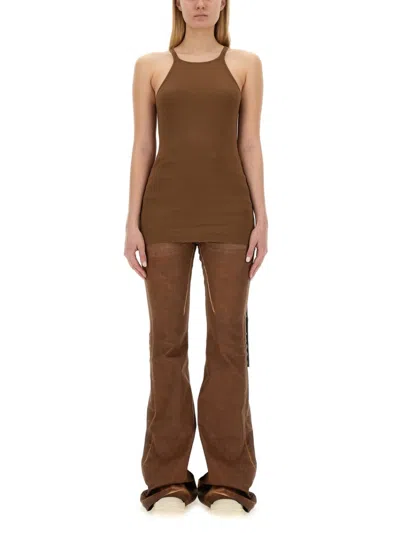 Rick Owens Brown Solid Halter Neck Top