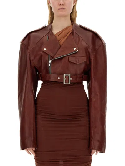 Rick Owens Brown Solid Notched Lapel Jacket