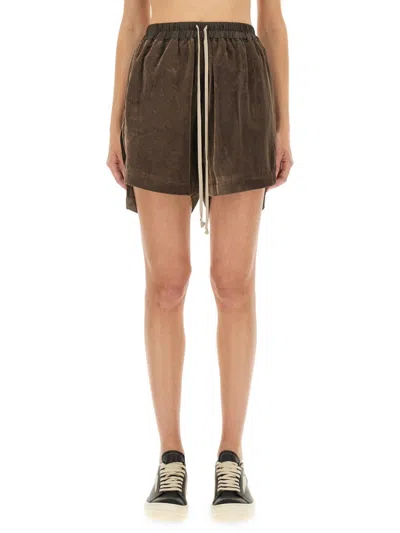 Rick Owens Brown Solid Shorts
