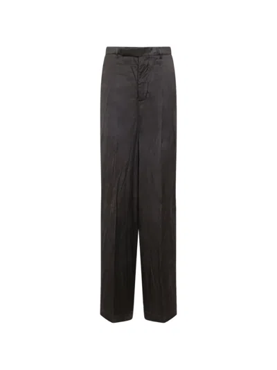 Rick Owens Athena Arrowhead High Waist Satin Trousers In Black