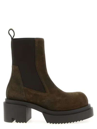 RICK OWENS BROWN SUEDE ANKLE BOOTS