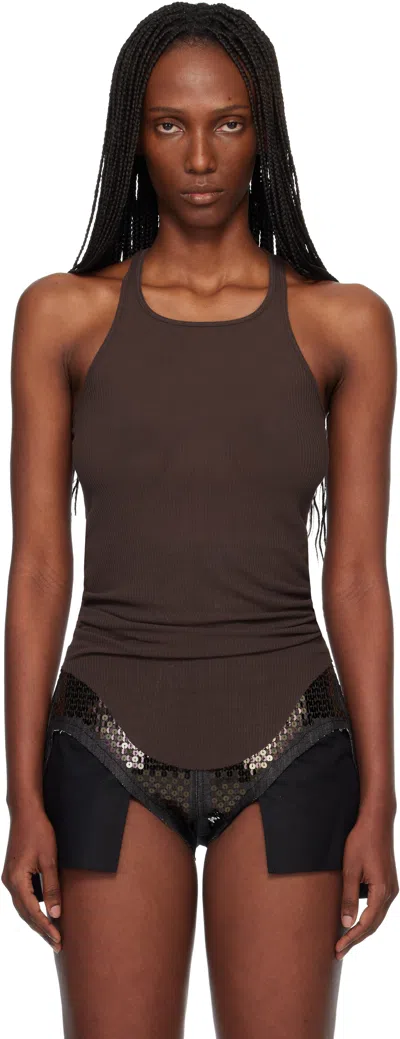 Rick Owens Brown Temple Basic Rib Tank Top