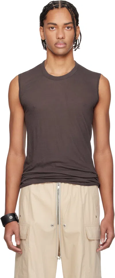 Rick Owens Brown Temple Basic Sl Tank Top In Gray