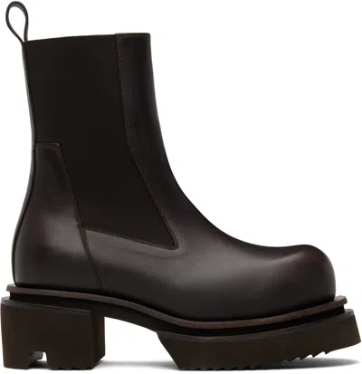 Rick Owens Brown Temple Beatle Bogun Chelsea Boots In Black
