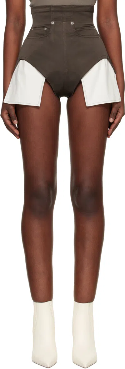 Rick Owens Brown Temple Dirt Cutoffs Shorts In Multi
