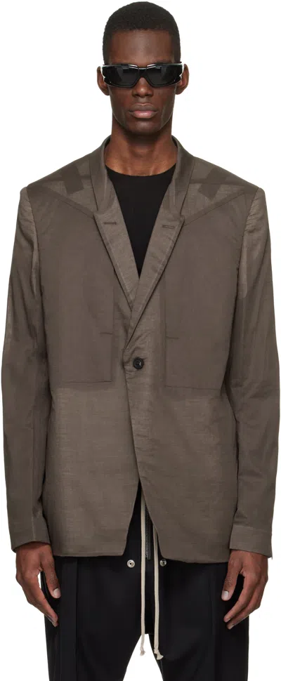 Rick Owens Brown Temple Fogpocket Soft Soft Blazer