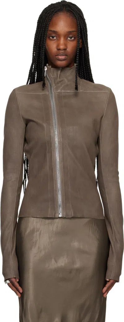 Rick Owens Brown Temple Gary Leather Jacket