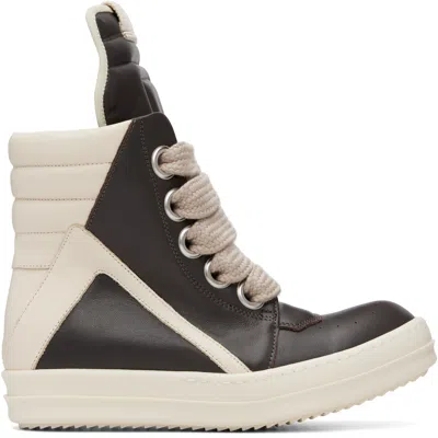 Rick Owens Brown Temple Jumbolace Geobasket Sneakers In Black