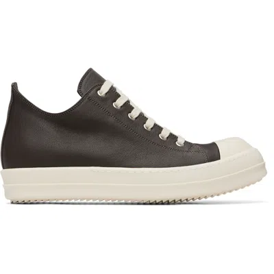 Rick Owens Brown Temple Low Sneaks Sneakers In Black