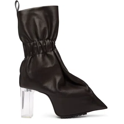 Rick Owens Brown Temple Pull-on Cuffed Taquito Boots In Black