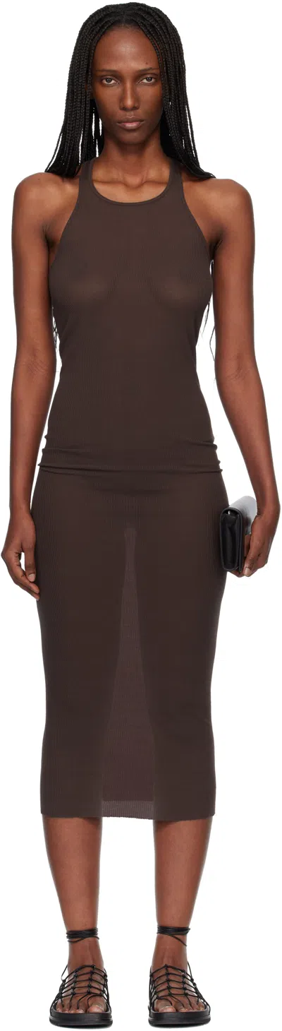 Rick Owens Brown Temple Tank Midi Dress