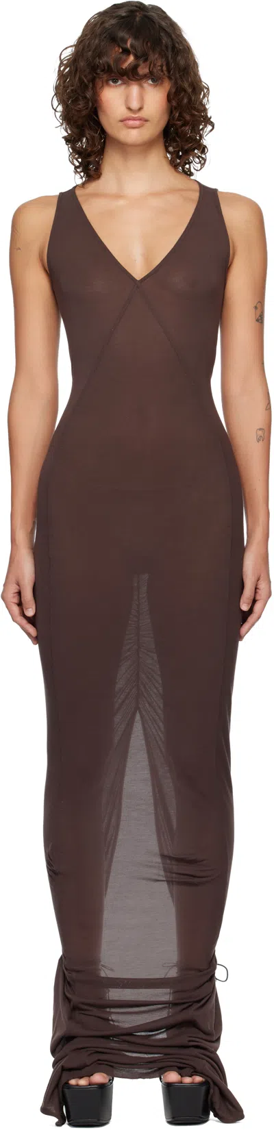 Rick Owens Brown Temple V Tank Maxi Dress