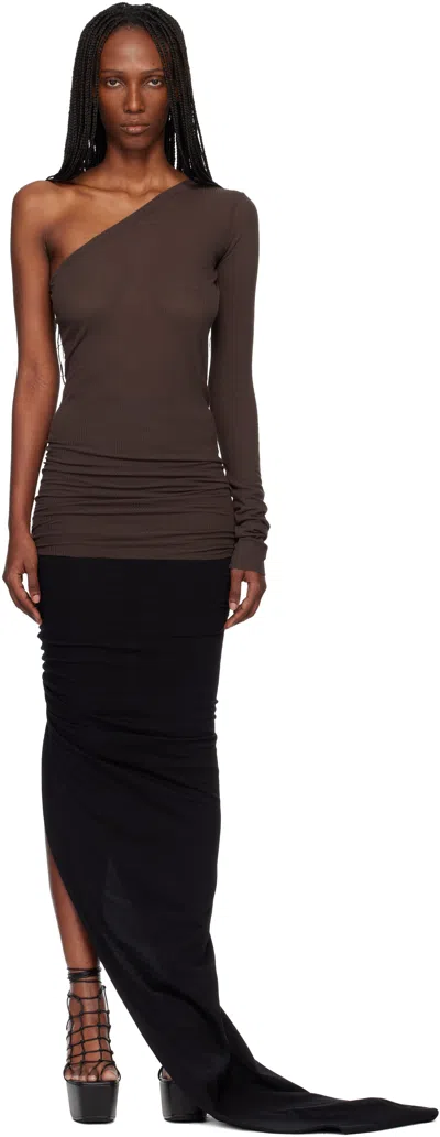 Rick Owens Brown Temple Ziggy Minidress