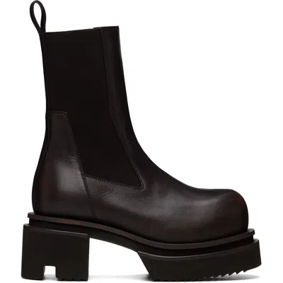 Rick Owens Brown Tower Beatle Bogun Boots In Black