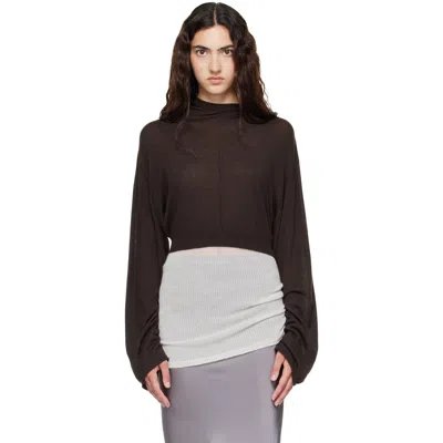 Rick Owens ブラウン Tower Cropped Tunic フーディ In 84 Grease