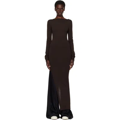 Rick Owens Brown Tower Easy Long Top Midi Dress In 84 Grease