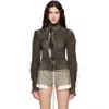 Rick Owens Gary Distressed Denim Jacket In Gray