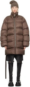 Rick Owens Brown Turtle Down Coat In 134 Fawn