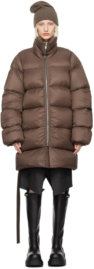 Rick Owens Brown Turtle Down Coat In 134 Fawn