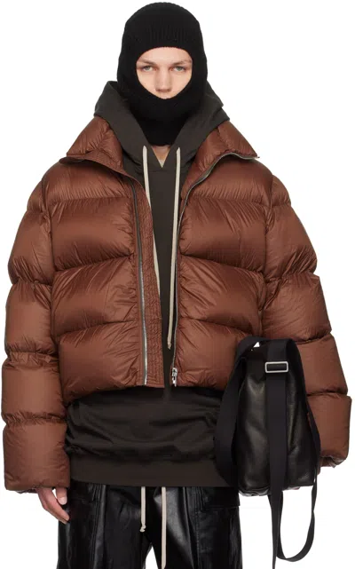 Rick Owens Brown Turtle Down Jacket In 93 Throat
