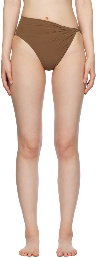 Rick Owens Brown Twist Bikini Bottoms In 44 Khaki Brown