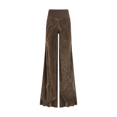 RICK OWENS BROWN VISCOSE CASUAL PANTS