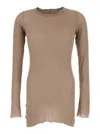 Rick Owens Brown Long-sleeve T-shirt In Viscose And Silk Blend Man In Brown