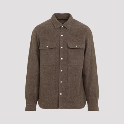 RICK OWENS BROWN WOOL SHIRT