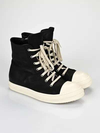 Pre-owned Rick Owens Brushed Leather Mainline Ramones Shoes In Black