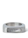 Rick Owens Brushed Rectangular Ring In Metallic