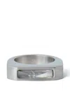 Rick Owens Brushed Rectangular Ring In Silver