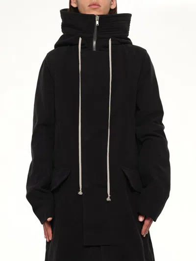 Rick Owens Brushed Twill Megaparka In Black