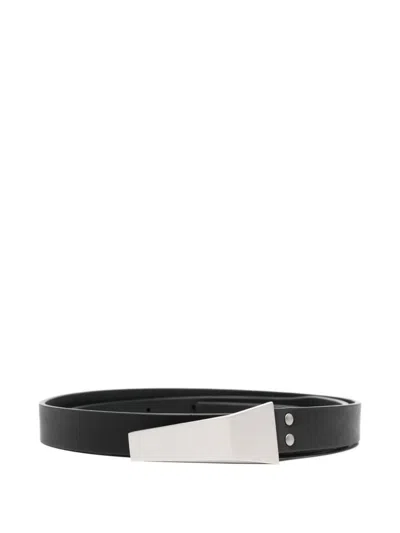 Rick Owens Buckle Calfskin Belt In Black