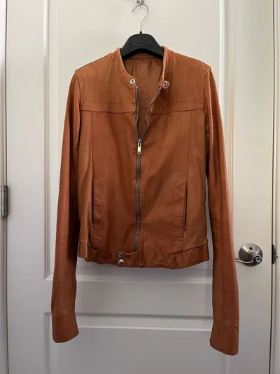 Pre-owned Rick Owens Buffalo Leather Jacket In Orange