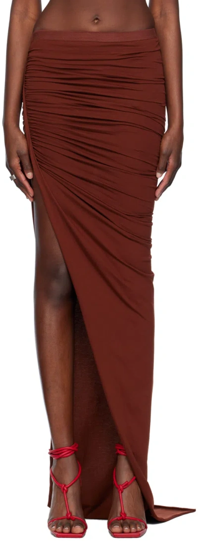 Rick Owens Burgundy Edfu Maxi Skirt In 73 Henna