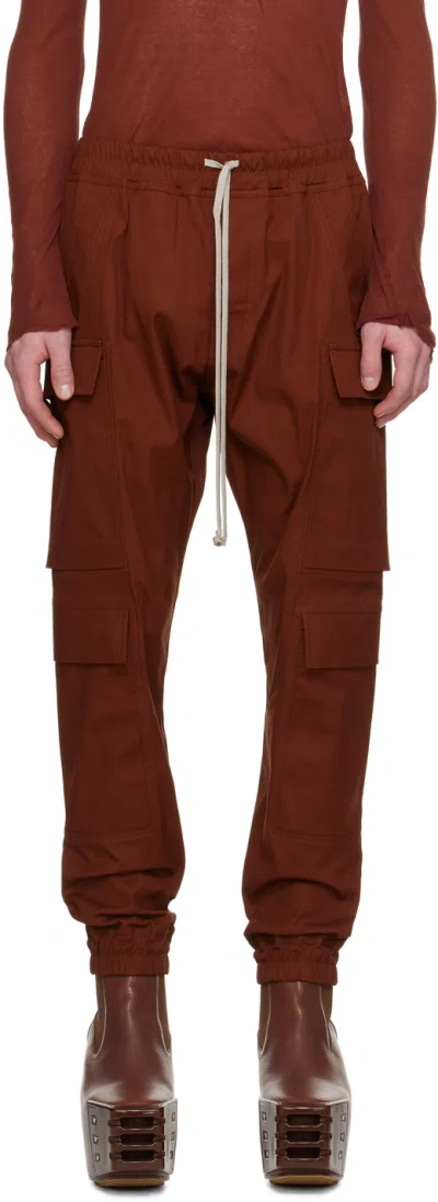 Rick Owens Burgundy Mastodon Mega Cargo Pants In 73 Henna
