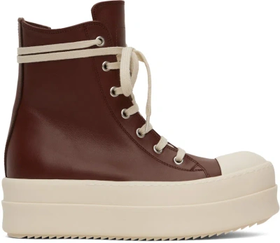 Rick Owens Burgundy Mega Bumper Sneakers In 7311 Henna/milk