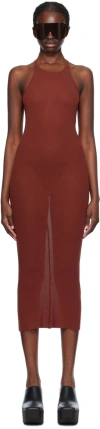 Rick Owens Burgundy Round Neck Midi Dress In 73 Henna