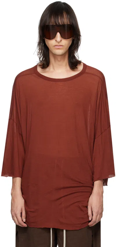 Rick Owens Burgundy Tommy T-shirt In 73 Henna
