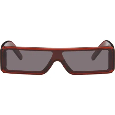 Rick Owens Burgundy Tower Gethshades Sunglasses In Red