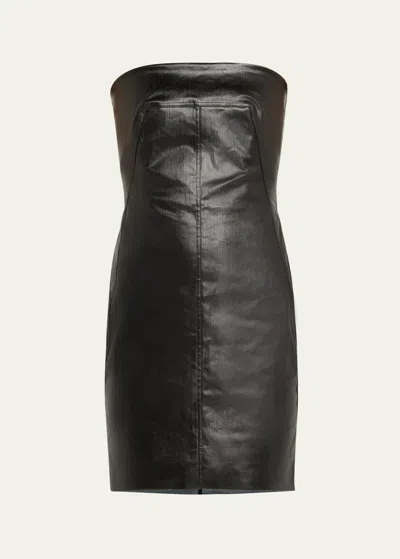 RICK OWENS BUSTIER COATED DENIM MINI DRESS