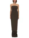 Rick Owens Strapless Floor-length Dress Side Slit In Black