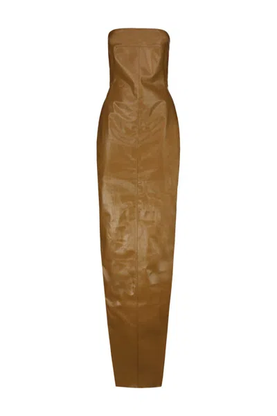 Rick Owens Bustier Gown In Brown
